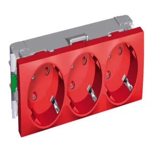 Розетка трехместная Schneider Electric ALTIRA, скрытый монтаж, с заземлением, со шторками, красный (ШНАЙДЕР) Розетка трехместная Schneider Electric ALTIRA, скрытый монтаж, с заземлением, со шторками, красный (ШНАЙДЕР)