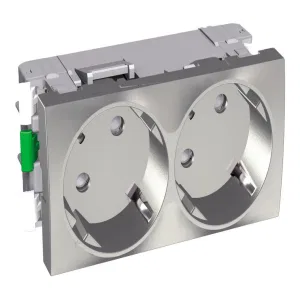 Розетка двухместная Schneider Electric ALTIRA, скрытый монтаж, с заземлением, со шторками, металлик (ШНАЙДЕР) Розетка двухместная Schneider Electric ALTIRA, скрытый монтаж, с заземлением, со шторками, металлик (ШНАЙДЕР)