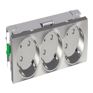 Розетка трехместная Schneider Electric ALTIRA, скрытый монтаж, с заземлением, со шторками, металлик (ШНАЙДЕР) Розетка трехместная Schneider Electric ALTIRA, скрытый монтаж, с заземлением, со шторками, металлик (ШНАЙДЕР)
