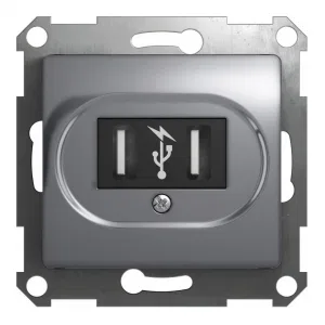 Schneider Electric GSL000332 розетка 2xUSB Glossa, алюминий (ШНАЙДЕР) Schneider Electric GSL000332 розетка 2xUSB Glossa, алюминий (ШНАЙДЕР)