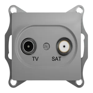 Розетка TV-SAT Schneider Electric GLOSSA, проходная, алюминий (ШНАЙДЕР) Розетка TV-SAT Schneider Electric GLOSSA, проходная, алюминий (ШНАЙДЕР)