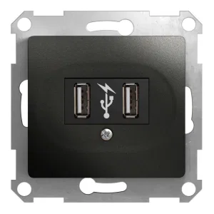 Schneider Electric GSL000732, розетка 2xUSB Glossa, антрацит (ШНАЙДЕР) Schneider Electric GSL000732, розетка 2xUSB Glossa, антрацит (ШНАЙДЕР)