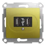 Schneider Electric GSL001032 Розетка 2xUSB, серия Glossa, фисташковый