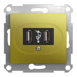 Schneider Electric GSL001032 розетка 2xUSB Glossa, фисташковый (ШНАЙДЕР) Schneider Electric GSL001032 розетка 2xUSB Glossa, фисташковый (ШНАЙДЕР)