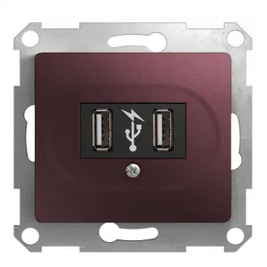 Schneider Electric GSL001132 Розетка 2xUSB, баклажановый (ШНАЙДЕР) Schneider Electric GSL001132 Розетка 2xUSB, баклажановый (ШНАЙДЕР)