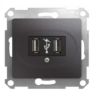 Schneider Electric GSL001332, розетка 2xUSB Glossa, графит (ШНАЙДЕР) Schneider Electric GSL001332, розетка 2xUSB Glossa, графит (ШНАЙДЕР)