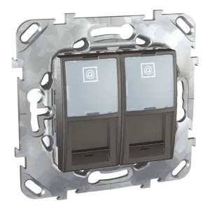 Розетка 2xRJ45 Cat.6 Schneider Electric UNICA TOP, графит (ШНАЙДЕР) Розетка 2xRJ45 Cat.6 Schneider Electric UNICA TOP, графит (ШНАЙДЕР)