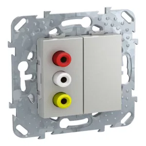 Schneider Electric MGU5.431.30ZD 3-RCA розетка, алюминий (ШНАЙДЕР) Schneider Electric MGU5.431.30ZD 3-RCA розетка, алюминий (ШНАЙДЕР)