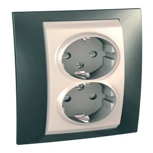 Розетка двухместная Schneider Electric UNICA, скрытый монтаж, с заземлением, со шторками, шампань (ШНАЙДЕР) Розетка двухместная Schneider Electric UNICA, скрытый монтаж, с заземлением, со шторками, шампань (ШНАЙДЕР)