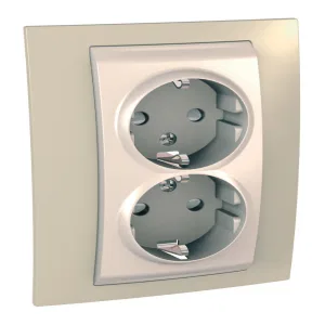Розетка двухместная Schneider Electric UNICA, скрытый монтаж, с заземлением, со шторками, бежевый/песчаный (ШНАЙДЕР) Розетка двухместная Schneider Electric UNICA, скрытый монтаж, с заземлением, со шторками, бежевый/песчаный (ШНАЙДЕР)