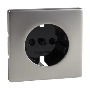Schneider Electric MERTEN SYSTEM DESIGN MTN2330-4146: накладка на розетку с заземлением, со шторками, стальная (ШНАЙДЕР) Schneider Electric MERTEN SYSTEM DESIGN MTN2330-4146: накладка на розетку с заземлением, со шторками, стальная (ШНАЙДЕР)