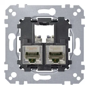Механизм розетки компьютерная 2xRJ45 Cat.6 Schneider Electric (ШНАЙДЕР) Механизм розетки компьютерная 2xRJ45 Cat.6 Schneider Electric (ШНАЙДЕР)