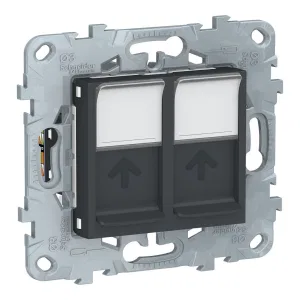 Schneider Electric NU542454 Розетка компьютерная двойная 2xRJ45 Cat. 6, антрацит (ШНАЙДЕР) Schneider Electric NU542454 Розетка компьютерная двойная 2xRJ45 Cat. 6, антрацит (ШНАЙДЕР)