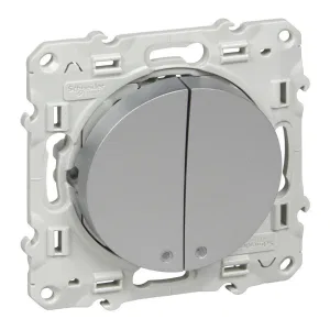 Выключатель 2-клавишный с подсветкой Schneider Electric ODACE, скрытый монтаж, алюминий (ШНАЙДЕР) Выключатель 2-клавишный с подсветкой Schneider Electric ODACE, скрытый монтаж, алюминий (ШНАЙДЕР)