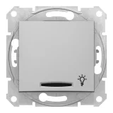 Schneider Electric SDN1800160 Выключатель кнопочный 1-клавишный, с подсветкой, скрытый монтаж, алюминий