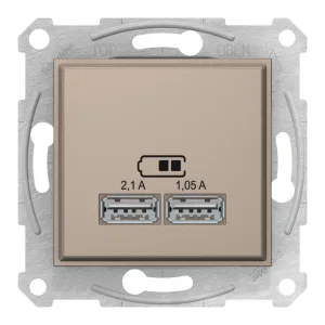 Schneider Electric SDN2710268 USB-розетка 2 порта, титан (ШНАЙДЕР) Schneider Electric SDN2710268 USB-розетка 2 порта, титан (ШНАЙДЕР)
