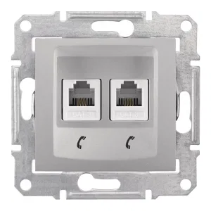 Schneider Electric Sedna SDN4201160 - двойная телефонная розетка RJ11, алюминий (ШНАЙДЕР) Schneider Electric Sedna SDN4201160 - двойная телефонная розетка RJ11, алюминий (ШНАЙДЕР)