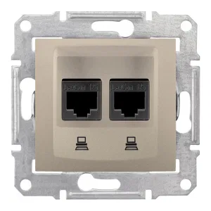 Розетка двойная компьютерная RJ45 Cat.5 Schneider Electric SEDNA, титан (ШНАЙДЕР) Розетка двойная компьютерная RJ45 Cat.5 Schneider Electric SEDNA, титан (ШНАЙДЕР)