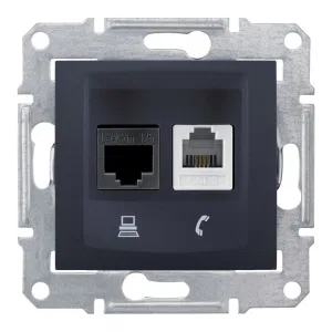 Розетка двойная RJ11+RJ45 Cat.5 Schneider Electric SEDNA, графит (ШНАЙДЕР) Розетка двойная RJ11+RJ45 Cat.5 Schneider Electric SEDNA, графит (ШНАЙДЕР)