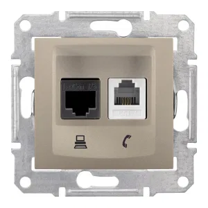 Розетка двойная RJ11+RJ45 Cat.6 Schneider Electric SEDNA, титан (ШНАЙДЕР) Розетка двойная RJ11+RJ45 Cat.6 Schneider Electric SEDNA, титан (ШНАЙДЕР)