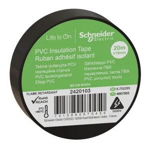2420103 Изолента ПВХ, ширина 19 мм, длина 20 метров, толщина 0,13 мм, чёрная, Schneider Electric (ШНАЙДЕР) 2420103 Изолента ПВХ, ширина 19 мм, длина 20 метров, толщина 0,13 мм, чёрная, Schneider Electric (ШНАЙДЕР)
