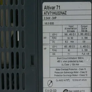 ПРЕОБР ЧАСТОТЫ ATV71 480 В 2,2КВТ Б/ТЕРМ (ШНАЙДЕР) ПРЕОБР ЧАСТОТЫ ATV71 480 В 2,2КВТ Б/ТЕРМ (ШНАЙДЕР)