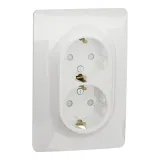 Schneider Electric NU206718 розетка двойная Unica New, со шторками, с заземлением, винтовые зажимы, белая
