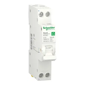 R9D88610 Автоматический выключатель дифференциального тока (АВДТ) Schneider Electric Resi9, 10A, 30mA, тип A, кривая отключения C, 2 полюса, 6kA, электро-механического типа, ширина 1 модуль DIN (ШНАЙДЕР) R9D88610 Автоматический выключатель дифференциального тока (АВДТ) Schneider Electric Resi9, 10A, 30mA, тип A, кривая отключения C, 2 полюса, 6kA, электро-механического типа, ширина 1 модуль DIN (ШНАЙДЕР)