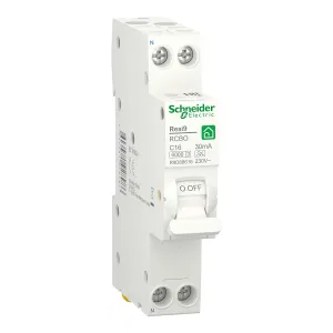 Schneider Electric Resi9 R9D88616 автоматический выключатель дифференциального тока (АВДТ) 16 А, 30 мА, тип A, кривая C, 2 полюса (ШНАЙДЕР) Schneider Electric Resi9 R9D88616 автоматический выключатель дифференциального тока (АВДТ) 16 А, 30 мА, тип A, кривая C, 2 полюса (ШНАЙДЕР)