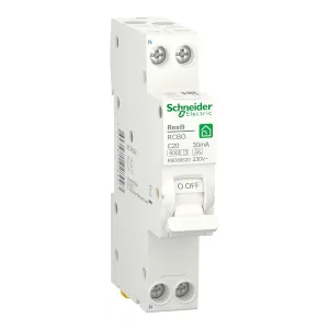 R9D88620 Автоматический выключатель дифференциального тока (АВДТ) Schneider Electric Resi9, 20A, 30mA, тип A, кривая отключения C, 2 полюса, 6kA, электро-механического типа, ширина 1 модуль DIN (ШНАЙДЕР) R9D88620 Автоматический выключатель дифференциального тока (АВДТ) Schneider Electric Resi9, 20A, 30mA, тип A, кривая отключения C, 2 полюса, 6kA, электро-механического типа, ширина 1 модуль DIN (ШНАЙДЕР)