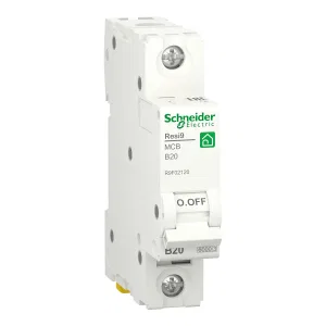 R9F02120 Автоматический выключатель Schneider Electric Resi9, 1 полюс, 20A, тип B, 6kA (ШНАЙДЕР) R9F02120 Автоматический выключатель Schneider Electric Resi9, 1 полюс, 20A, тип B, 6kA (ШНАЙДЕР)