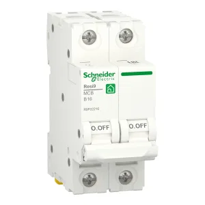 R9F02216 Автоматический выключатель Schneider Electric Resi9, 2 полюса, 16A, тип B, 6kA (ШНАЙДЕР) R9F02216 Автоматический выключатель Schneider Electric Resi9, 2 полюса, 16A, тип B, 6kA (ШНАЙДЕР)