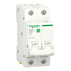 R9F02225 Автоматический выключатель Schneider Electric Resi9, 2 полюса, 25A, тип B, 6kA (ШНАЙДЕР) R9F02225 Автоматический выключатель Schneider Electric Resi9, 2 полюса, 25A, тип B, 6kA (ШНАЙДЕР)