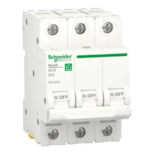 R9F02350 Автоматический выключатель Schneider Electric Resi9, 3 полюса, 50A, тип B, 6kA (ШНАЙДЕР) R9F02350 Автоматический выключатель Schneider Electric Resi9, 3 полюса, 50A, тип B, 6kA (ШНАЙДЕР)