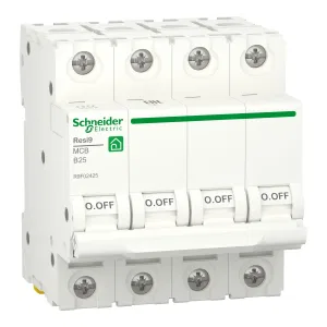 R9F02425 Автоматический выключатель Schneider Electric Resi9, 4 полюса, 25A, тип B, 6kA (ШНАЙДЕР) R9F02425 Автоматический выключатель Schneider Electric Resi9, 4 полюса, 25A, тип B, 6kA (ШНАЙДЕР)