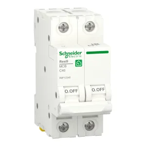 R9F12240 Автоматический выключатель Schneider Electric Resi9, 2 полюса, 40A, тип C, 6kA (ШНАЙДЕР) R9F12240 Автоматический выключатель Schneider Electric Resi9, 2 полюса, 40A, тип C, 6kA (ШНАЙДЕР)