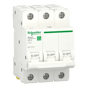 R9F12310 Автоматический выключатель Schneider Electric Resi9, 3 полюса, 10A, тип C, 6kA (ШНАЙДЕР) R9F12310 Автоматический выключатель Schneider Electric Resi9, 3 полюса, 10A, тип C, 6kA (ШНАЙДЕР)