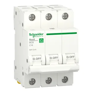 R9F12316 Автоматический выключатель Schneider Electric Resi9, 3 полюса, 16A, тип C, 6kA (ШНАЙДЕР) R9F12316 Автоматический выключатель Schneider Electric Resi9, 3 полюса, 16A, тип C, 6kA (ШНАЙДЕР)