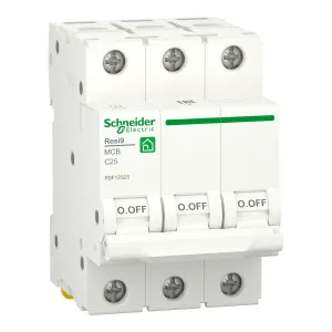 R9F12325 Автоматический выключатель Schneider Electric Resi9, 3 полюса, 25A, тип C, 6kA (ШНАЙДЕР) R9F12325 Автоматический выключатель Schneider Electric Resi9, 3 полюса, 25A, тип C, 6kA (ШНАЙДЕР)