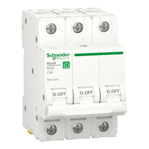 R9F12340 Автоматический выключатель Schneider Electric Resi9, 3 полюса, 40A, тип C, 6kA (ШНАЙДЕР) R9F12340 Автоматический выключатель Schneider Electric Resi9, 3 полюса, 40A, тип C, 6kA (ШНАЙДЕР)