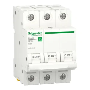 R9F12363 Автоматический выключатель Schneider Electric Resi9, 3 полюса, 63A, тип C, 6kA (ШНАЙДЕР) R9F12363 Автоматический выключатель Schneider Electric Resi9, 3 полюса, 63A, тип C, 6kA (ШНАЙДЕР)