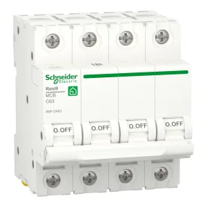 R9F12463 Автоматический выключатель Schneider Electric Resi9, 4 полюса, 63A, тип C, 6kA (ШНАЙДЕР) R9F12463 Автоматический выключатель Schneider Electric Resi9, 4 полюса, 63A, тип C, 6kA (ШНАЙДЕР)