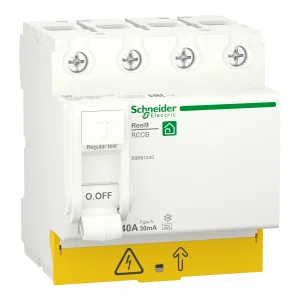 R9R61440 Устройство защитного отключения (УЗО) Schneider Electric Resi9, 4 полюса, 40A, 30 mA, тип A, электро-механическое, ширина 4 DIN-модуля (ШНАЙДЕР) R9R61440 Устройство защитного отключения (УЗО) Schneider Electric Resi9, 4 полюса, 40A, 30 mA, тип A, электро-механическое, ширина 4 DIN-модуля (ШНАЙДЕР)