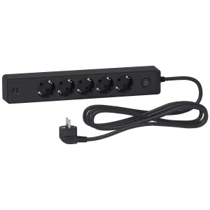 Schneider Electric Unica Extend ST945U3B - удлинитель 5 розеток 3 м, USB, черный (ШНАЙДЕР) Schneider Electric Unica Extend ST945U3B - удлинитель 5 розеток 3 м, USB, черный (ШНАЙДЕР)